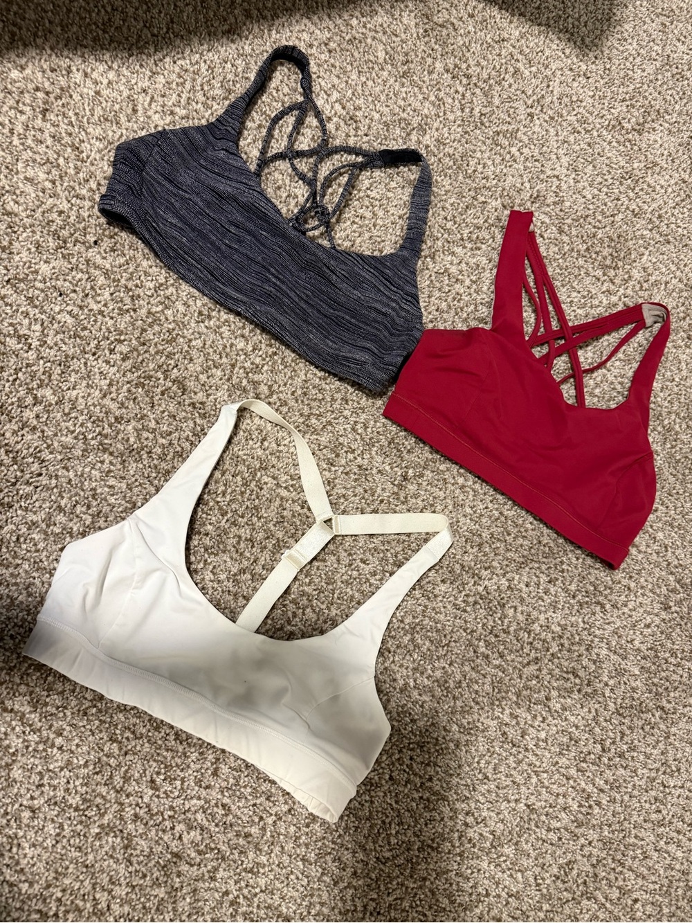 BUNDLE lululemon athletica Strappy Sports Bra Trio - Red, White, Charcoal